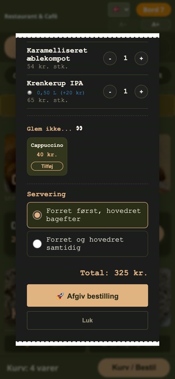Kurven med mersalg og valg af serveringsrækkefølge